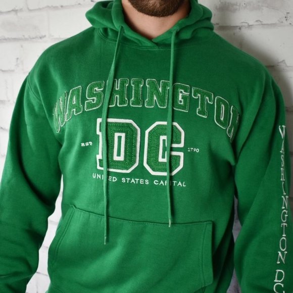 Vintage Washington DC United States Capital Spellout Embroidered Hoodie - Picture 2 of 4